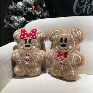 Gingerbread Mickey & Minnie Plush Pillows Disney